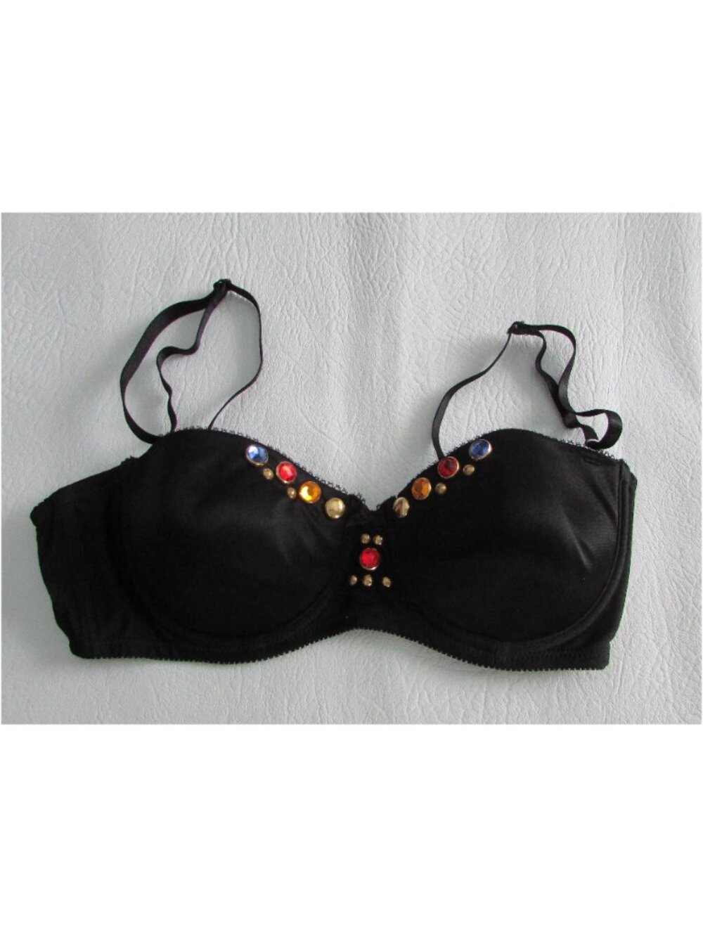 TRIUMPH Black Satin Jeweled Bra - 36B